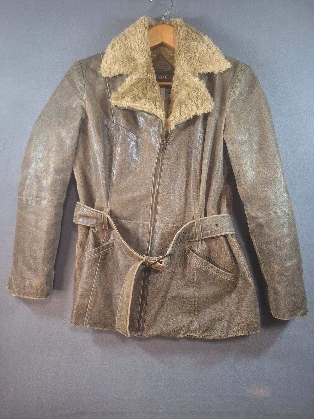Outbrook Womens Brown Suede Leather Faux Fur Lined Quilted Jacket Sm Gorpcore